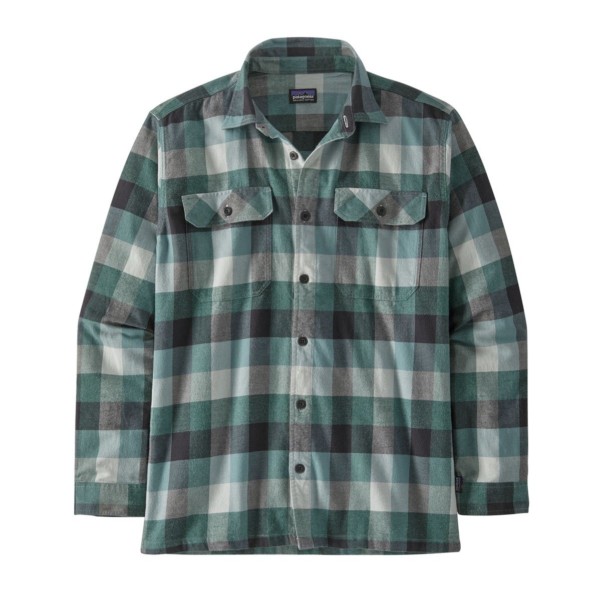 Patagonia Men's Long Sleeved Organic Cotton Mid Weight Fjord Flannel Shirt Guides: Nouveau Green