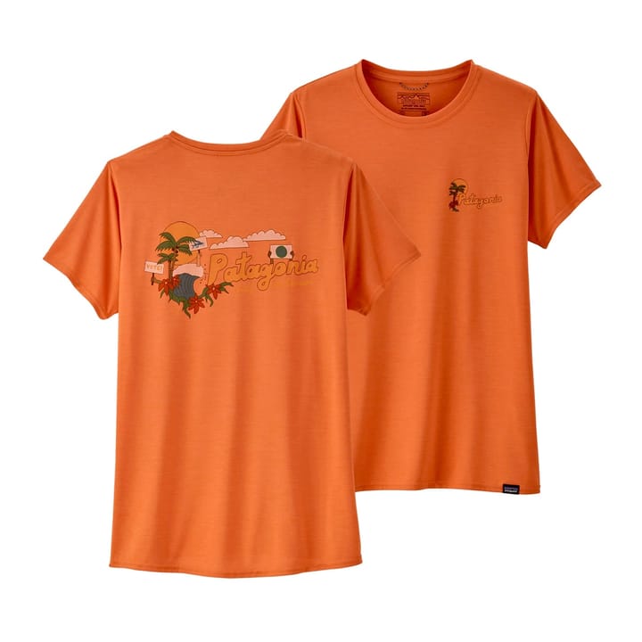Patagonia W's Cap Cool Daily Graphic Shirt Palm Protest: Tigerlily Orange X-Dye Patagonia Patagonia W's Cap Cool Daily Graphic Shirt Palm Protest: Tigerlily Orange X-Dye Patagonia