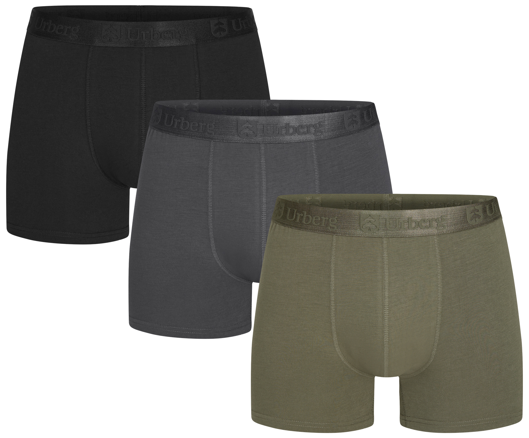 Men’s Isane 3-pack Bamboo Boxers Grey/Black/Green