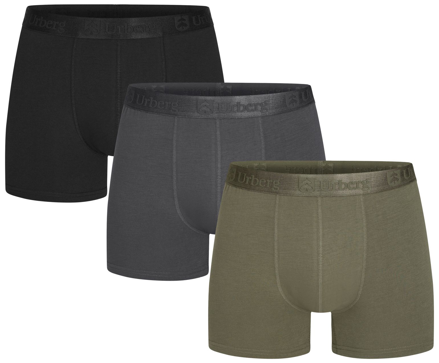 Urberg Men's Isane 3-pack Bamboo Boxers Grey/Black/Green