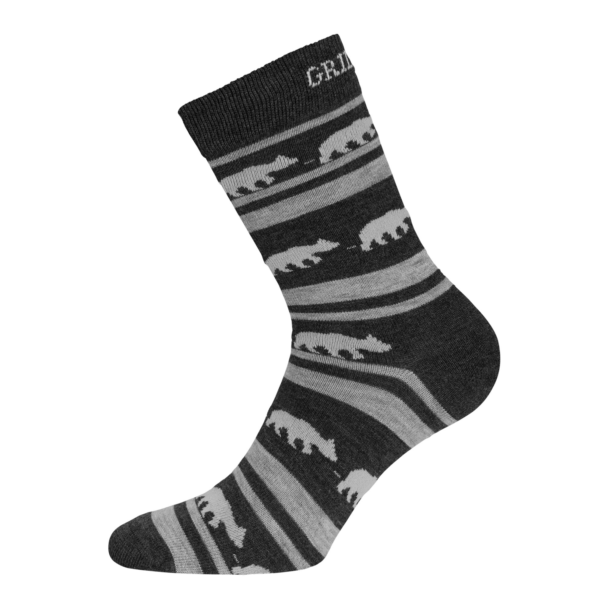 Gridarmor Striped Bear Merino Socks Dark Grey Melange
