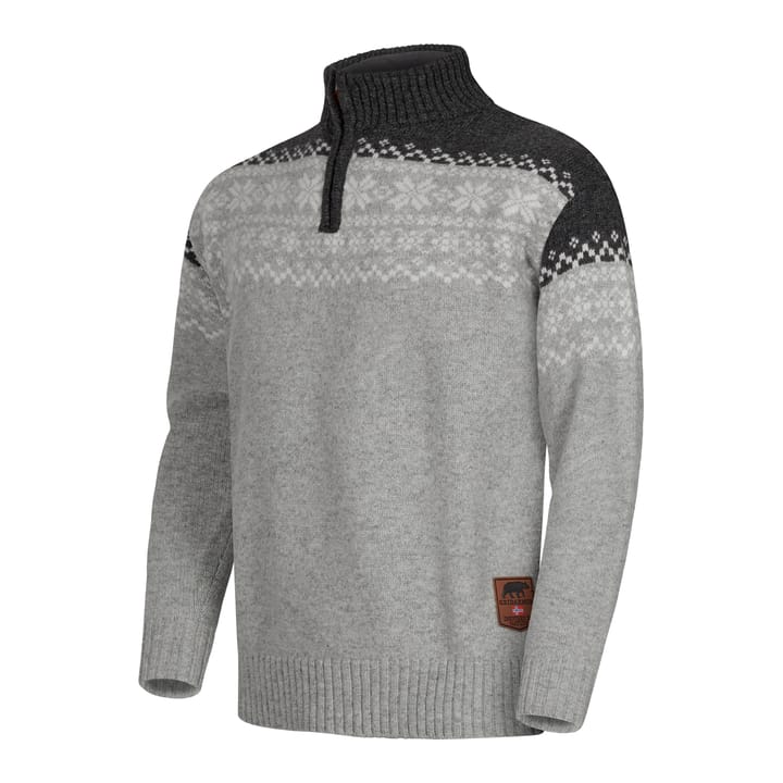 Gridarmor Men's Snøkrystall Half Zip Ullgenser Light Grey/Dark Grey/White Gridarmor