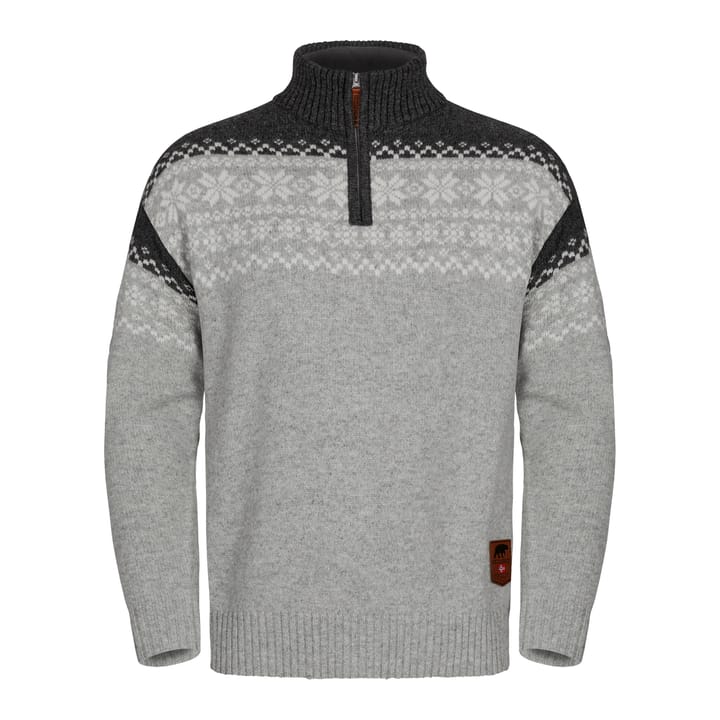 Gridarmor Men's Snøkrystall Half Zip Ullgenser Light Grey/Dark Grey/White Gridarmor