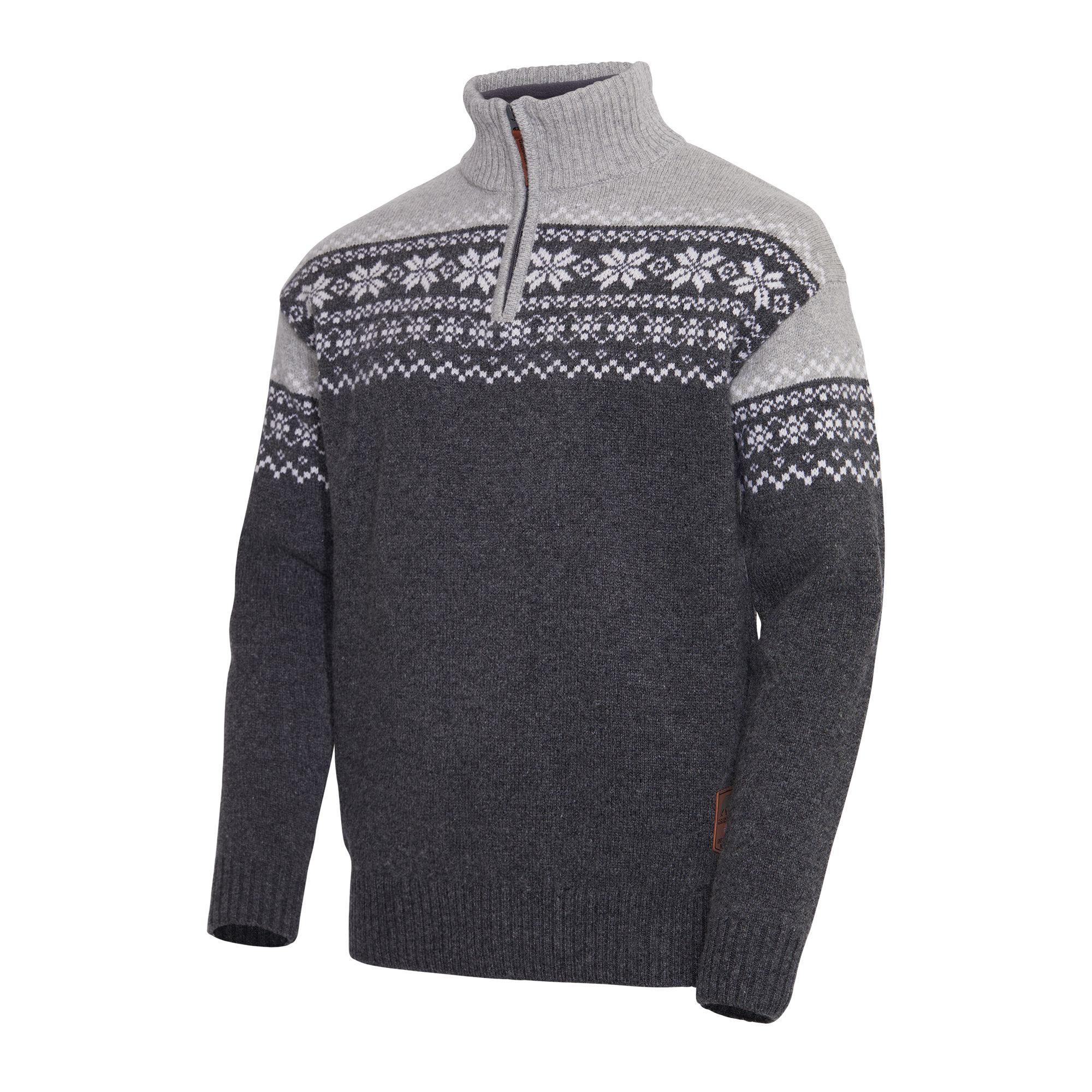 Gridarmor Men's Snøkrystall Half Zip Ullgenser Dark Grey/Light Grey/White