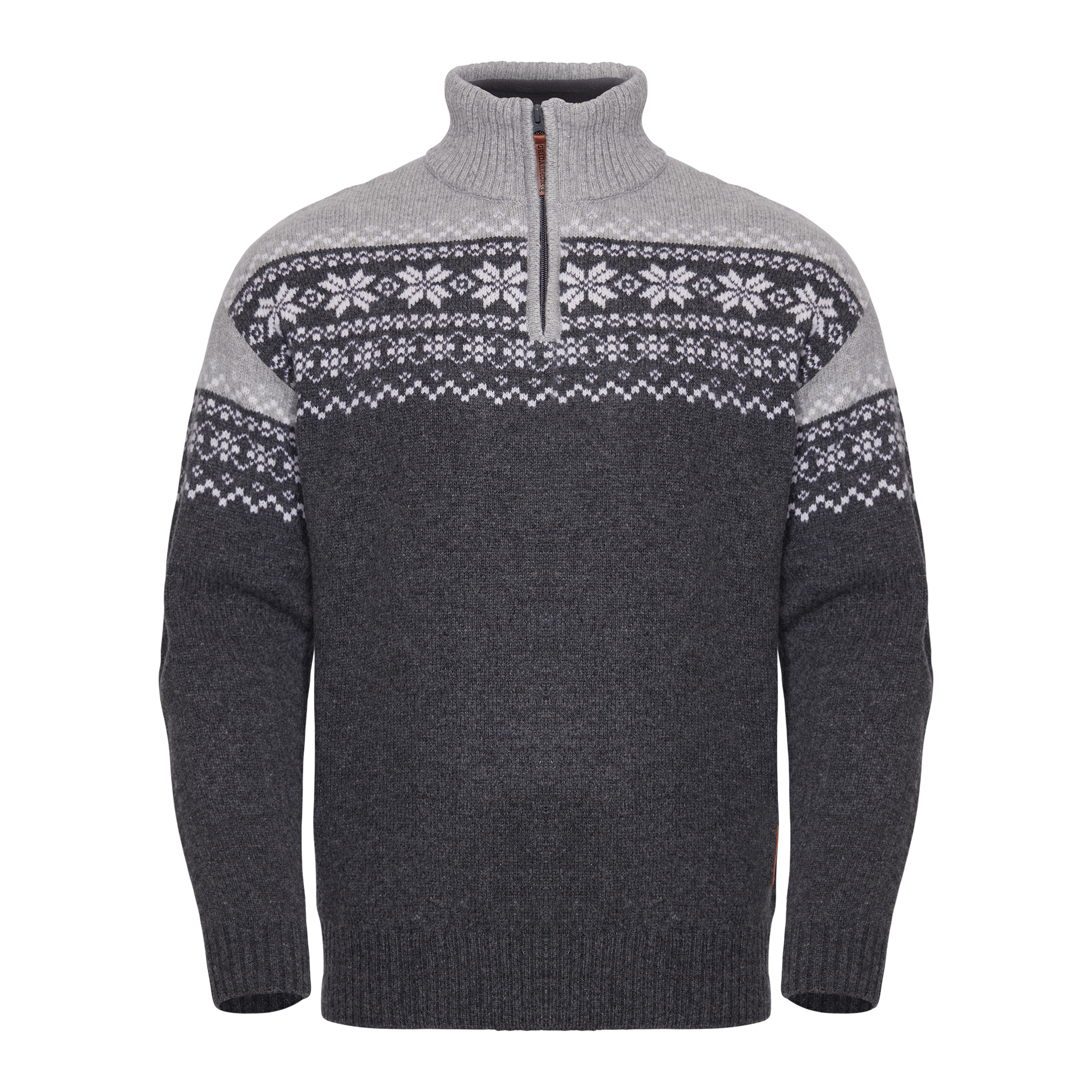 Gridarmor Men's Snøkrystall Half Zip Ullgenser Dark Grey/Light Grey/White Langermede trøyer Dk. Grey/Lt. Grey/White M