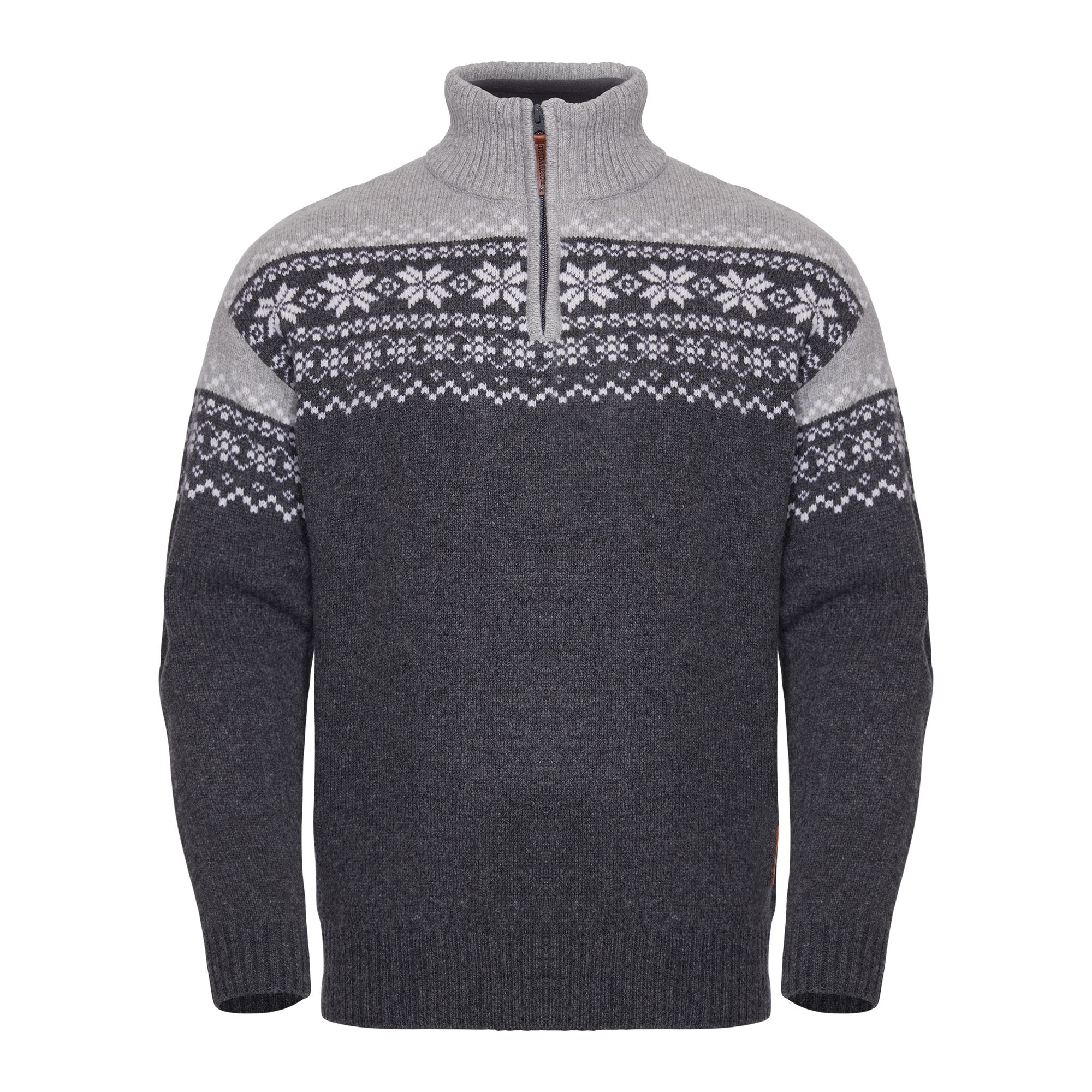 Gridarmor Men's Snøkrystall Half Zip Ullgenser Dark Grey/Light Grey/White