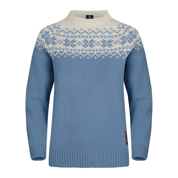 Gridarmor Women’s Snøkrystall Round Neck Ullgenser Light Blue/White Gridarmor