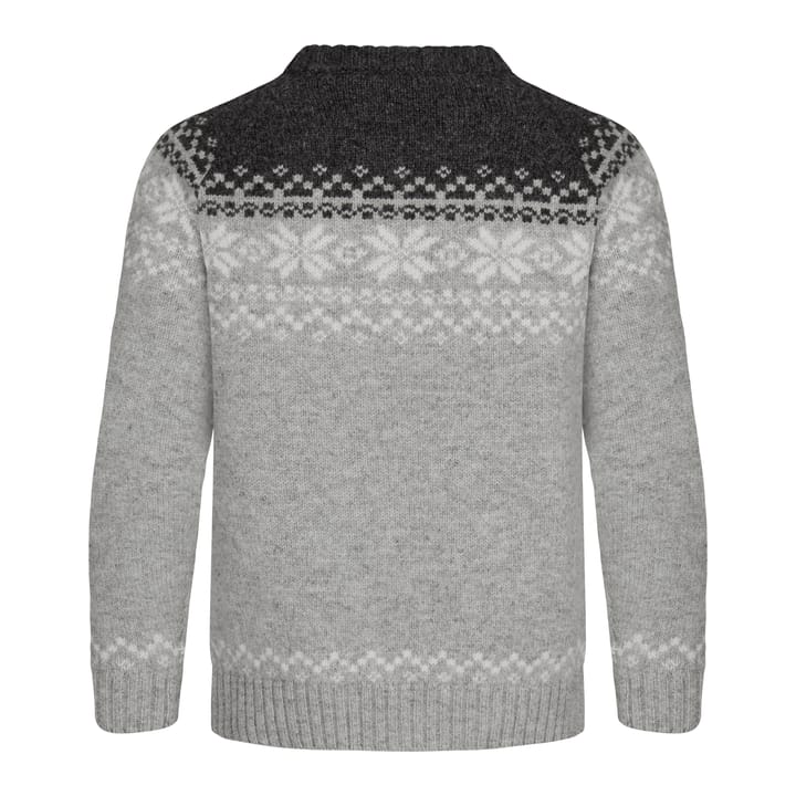 Gridarmor Kids' Snøkrystall Round Neck Ullgenser Lt. Grey/Dk. Grey/White Gridarmor