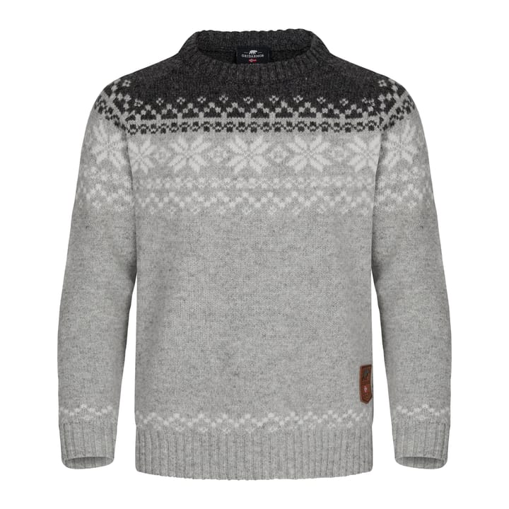 Gridarmor Kids' Snøkrystall Round Neck Ullgenser Light Grey/Dark Grey/White Gridarmor