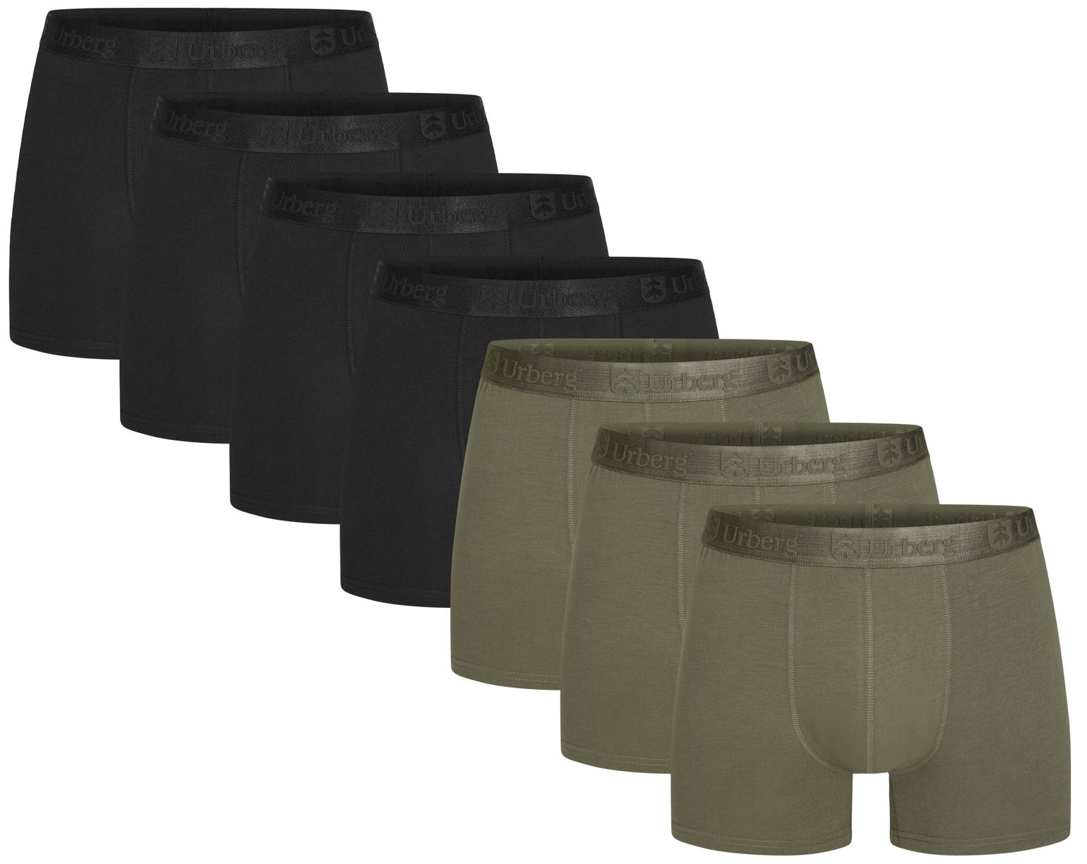 Urberg Men's Bamboo Boxers 7-Pack Black/Green