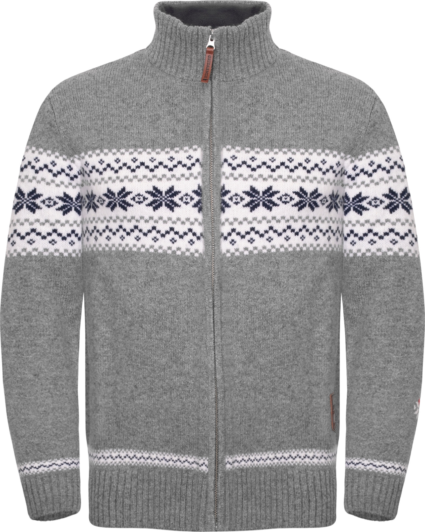 Gridarmor Men's Snøstjerne Full Zip Ullgenser Mid Grey Melange Långärmade vardagströjor XL