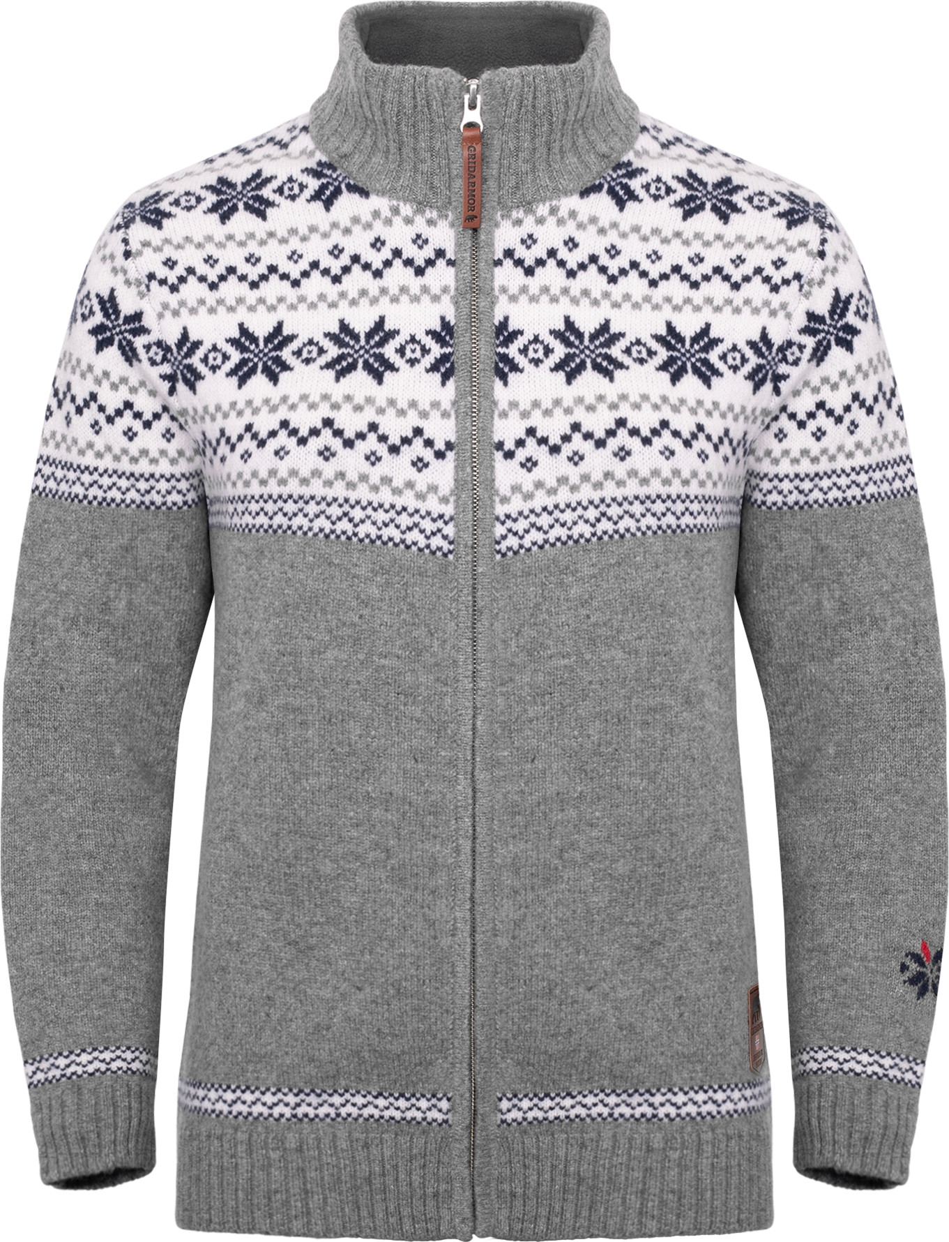 Gridarmor Women's Snøstjerne Full Zip Ullgenser  Mid Grey Melange Långärmade vardagströjor S