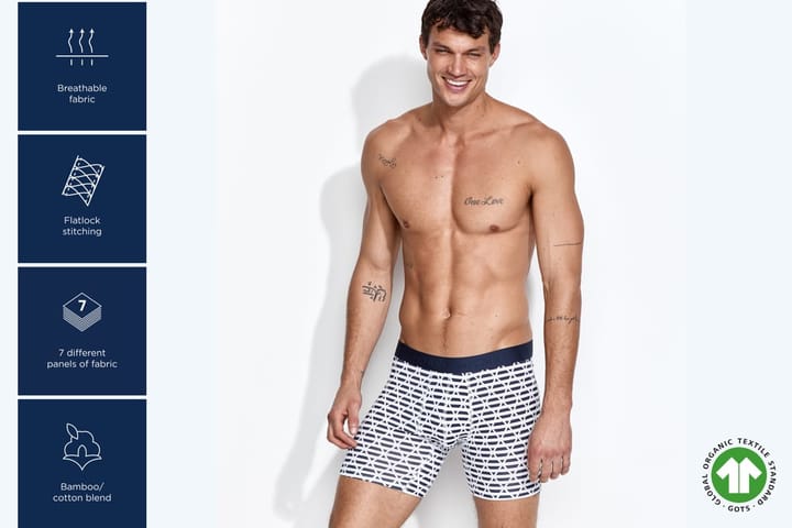 Panos Emporio 3PK BASE BAMBOO BOXER WHITE SYMBOL/NAVY Panos Emporio
