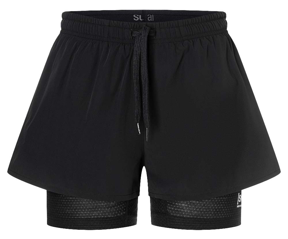 super.natural Women's Double Layer Shorts Jet Black Träningsshorts L