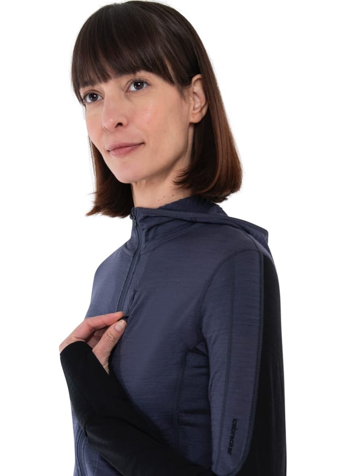 Icebreaker Women Merino 200 Realfleece™ Descender Ls Zip Hoodie Graphite/Black/Cb Icebreaker