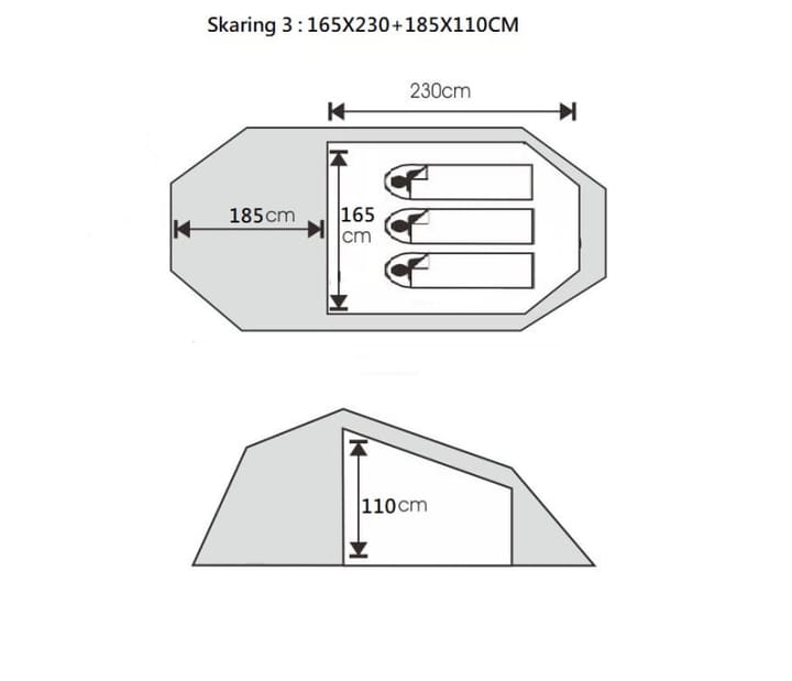 Sydvang Skaring 3p Ultralight Tunnel Tent Olivine Sydvang