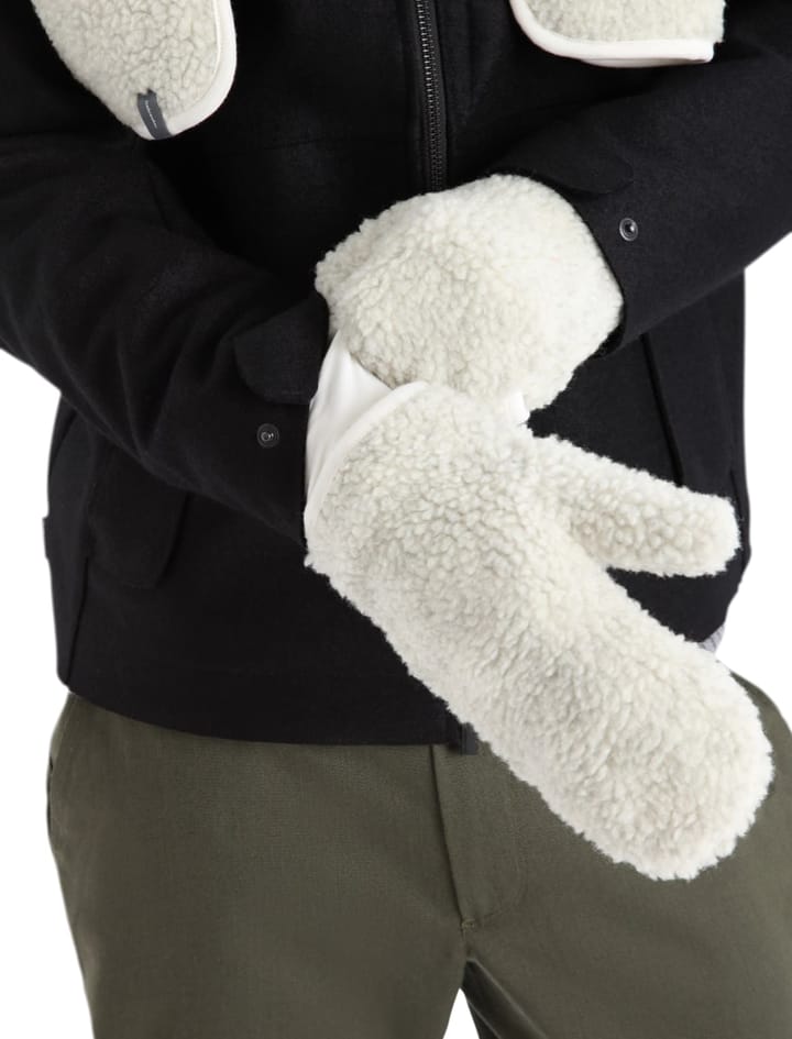 Icebreaker Unisex RealFleece High Pile Mittens Ecru Heather Icebreaker