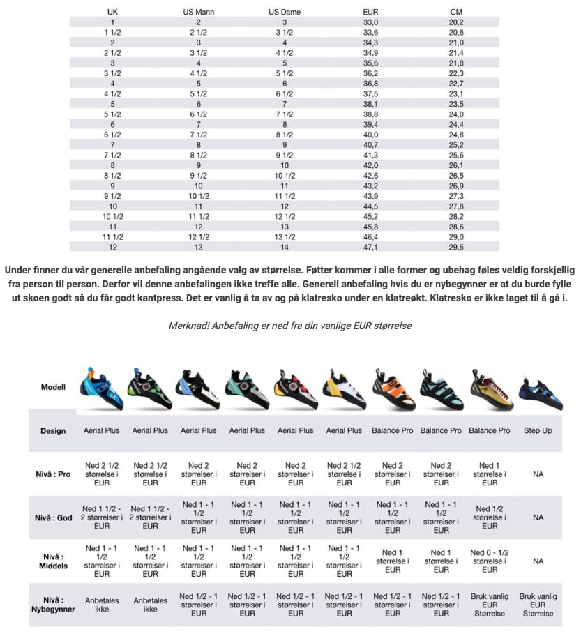 Size Chart Climbing Shoes Size Ocun Jett Qc Climbing Shoes M Us