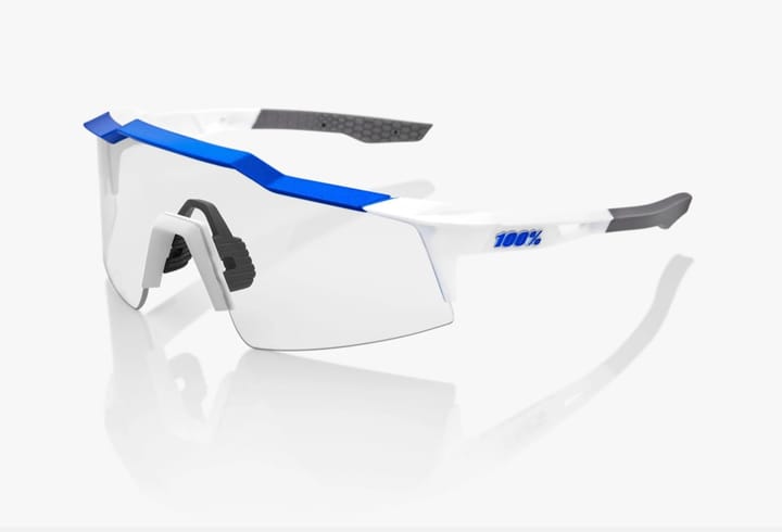 100% Speedcraft SL Matte White/Metallic Blue - Hiper Blue Multilayer Mirror Lens 100.00%