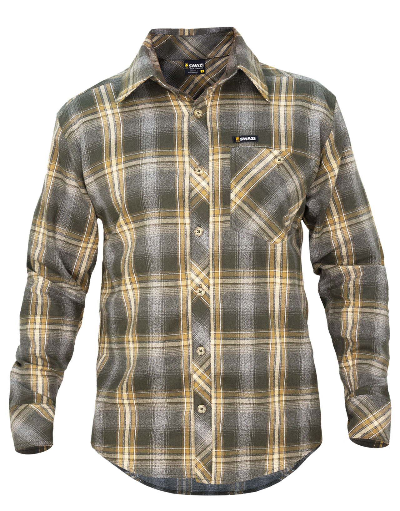Swazi Men's Grafter Shirt Olive Pitkähihaiset kauluspaidat L