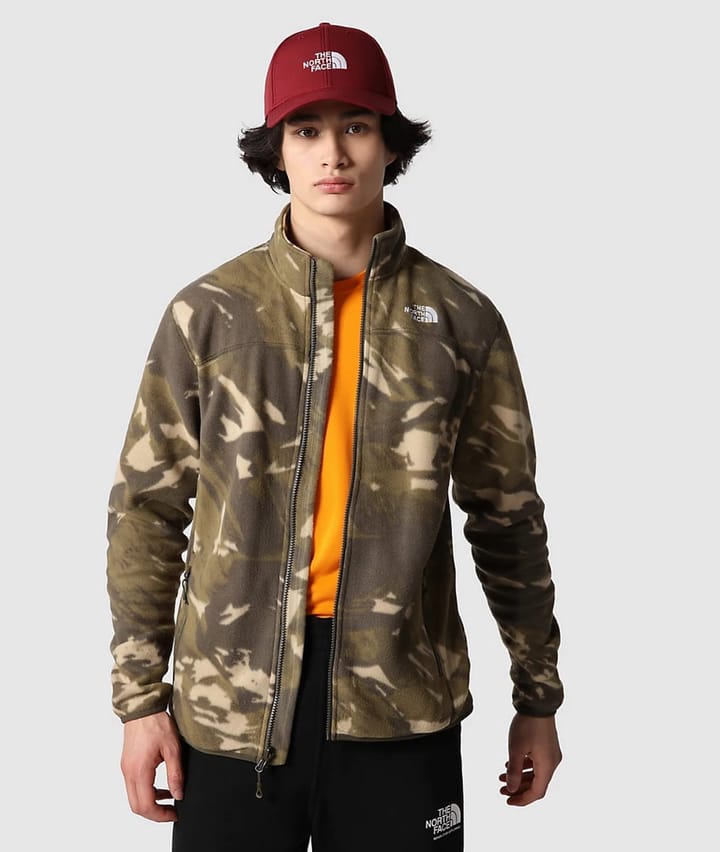 The North Face Men's 100 Glacier Full-Zip New Taupe Green Snowcap Mountains Print The North Face