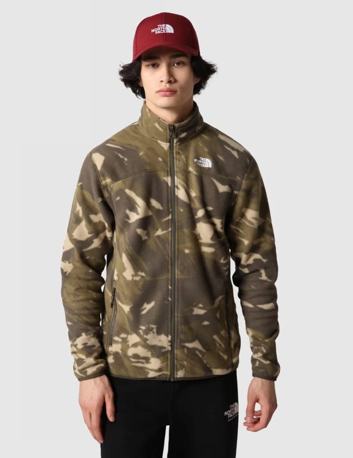 The North Face Men's 100 Glacier Full-Zip New Taupe Green Snowcap Mountains Print The North Face