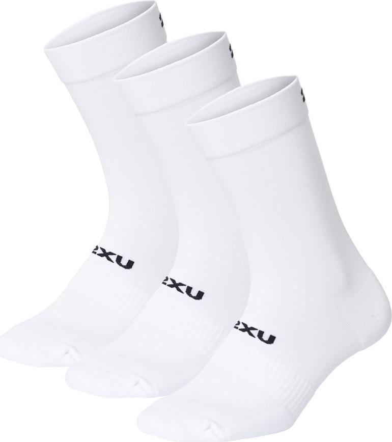 2XU Crew Socks 3 Pack White/Black