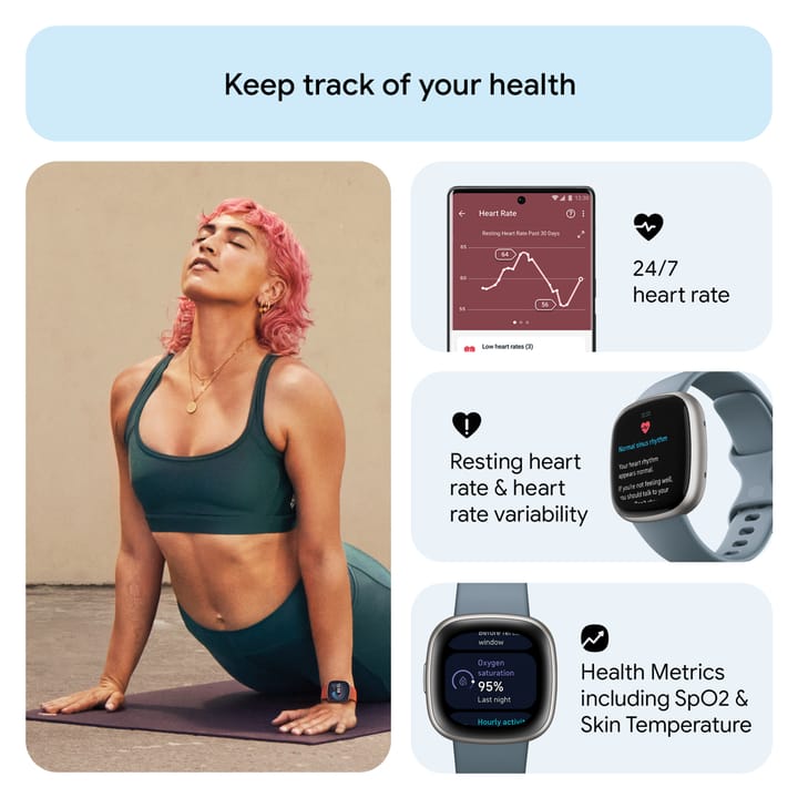 Fitbit Versa 4 Waterfall Blue/Platinum Fitbit Fitbit Versa 4 Waterfall Blue/Platinum Fitbit
