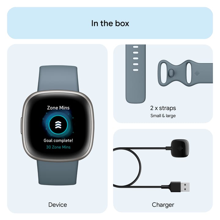 Fitbit Versa 4 Waterfall Blue/Platinum Fitbit Fitbit Versa 4 Waterfall Blue/Platinum Fitbit