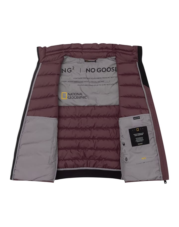 National Geographic NO GOOSE puffer jacket stand up collar W darkrose National Geographic