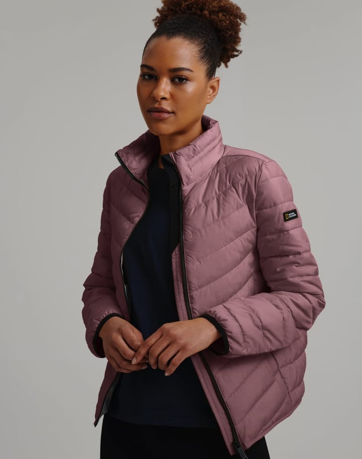 National Geographic NO GOOSE puffer jacket stand up collar W darkrose National Geographic