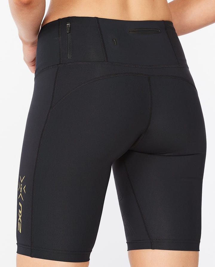 2XU Women's Light Speed Mid-Rise Compression Shorts Black/Gold 2XU