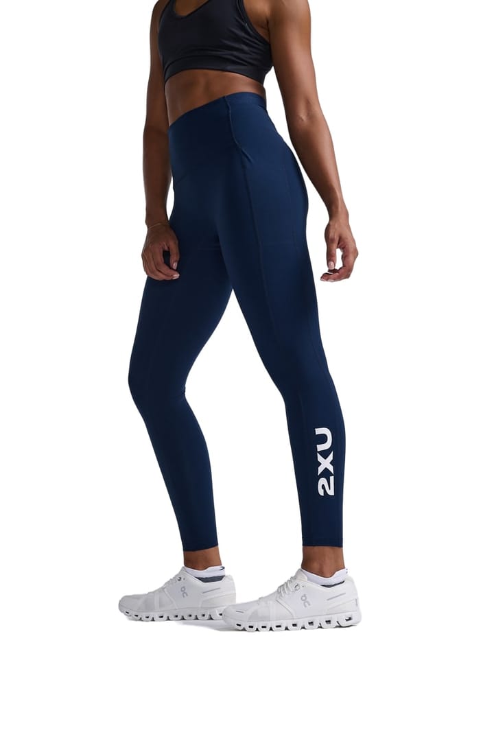 2XU Women's Form Stash Hi-Rise Compression Tights Midnight/White 2XU 2XU Women's Form Stash Hi-Rise Compression Tights Midnight/White 2XU