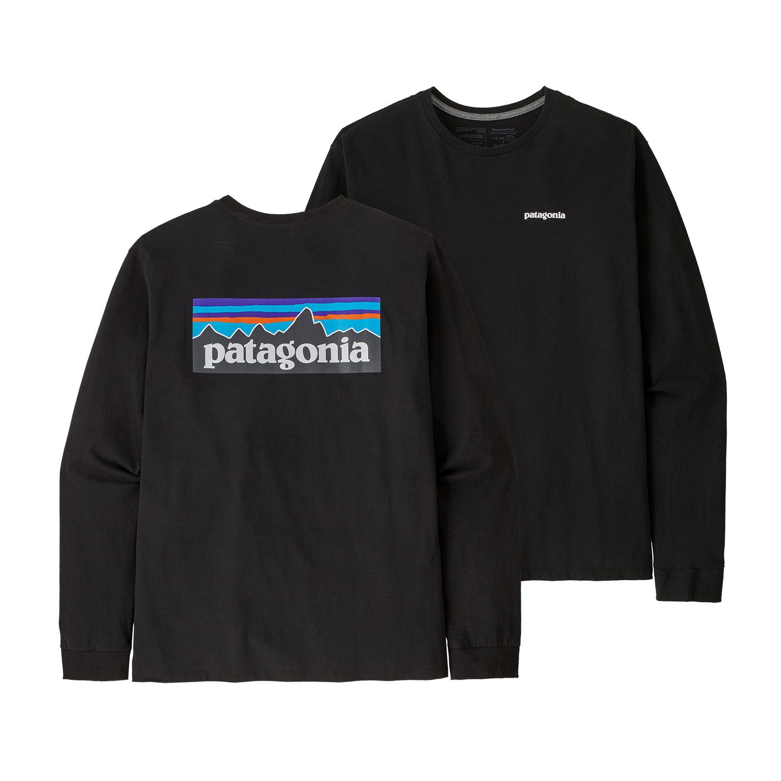 Patagonia Men's Longsleeve P-6 Logo Responsibili-Tee Black