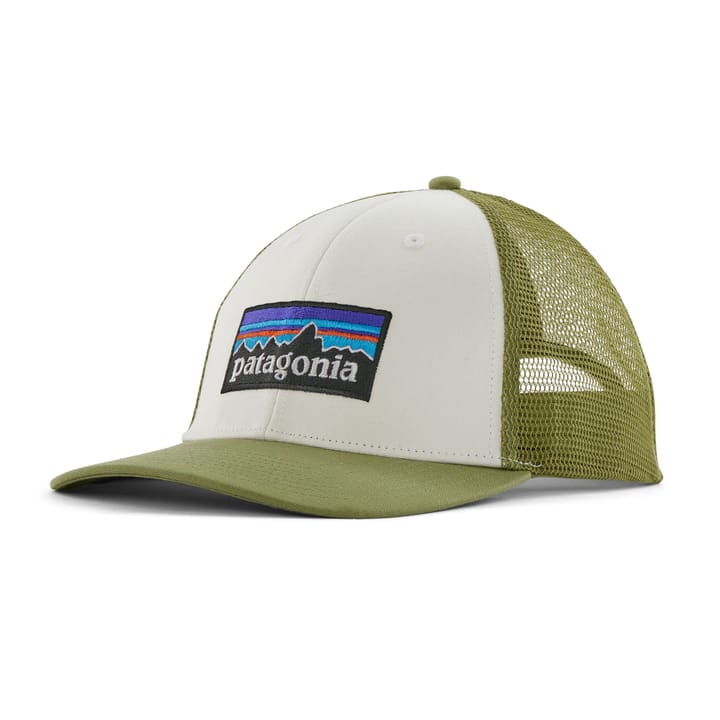 Patagonia P-6 Logo Lopro Trucker Hat White W/Buckhorn Green Patagonia