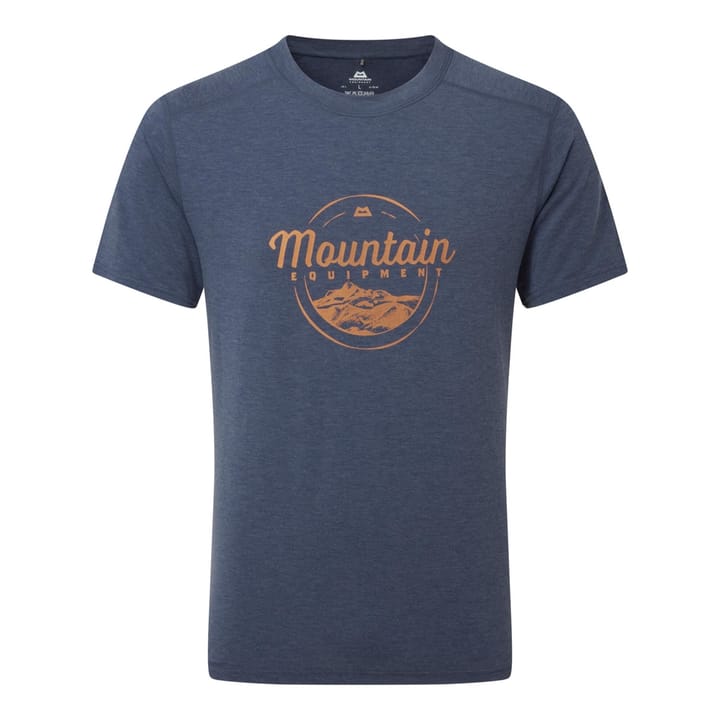 Mountain Equipment Headpoint Script Mens Tee Medieval Blue Mountain Equipment