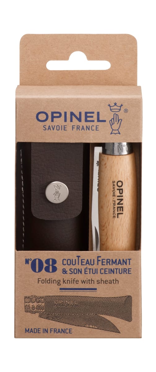 Opinel N°08 Stainless Steel + Sheath Beech Wood Opinel