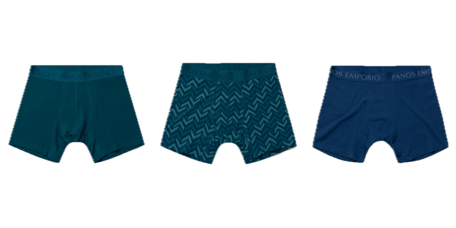Panos Emporio PE 3PK BASE BAMBOO BOXER Deep Teal/chevron/poseidon