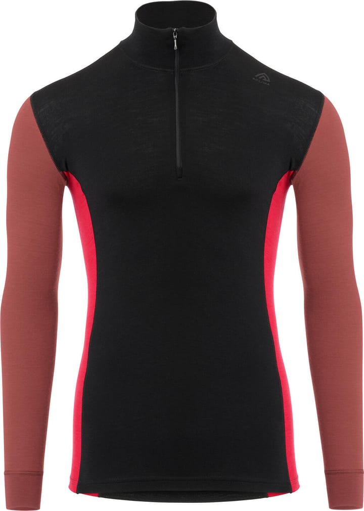 Aclima WarmWool Mock Neck with Zip Man Jet Black/Spiced Apple/Jester Red Aclima