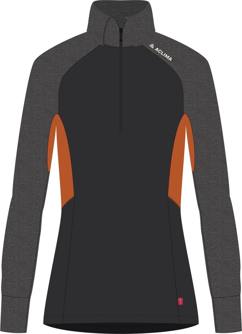Aclima Women's WarmWool Polo Jet Black/Marengo/Gold Flame