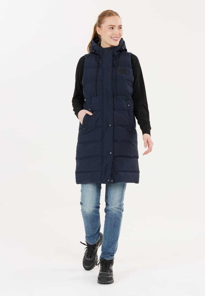 Weather Report Chief W Long Puffer Vest Navy Blazer Weather Report