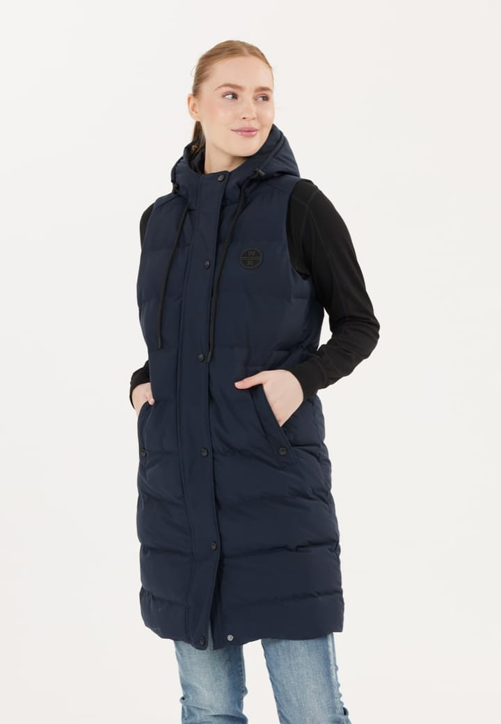 Weather Report Chief W Long Puffer Vest Navy Blazer Weather Report