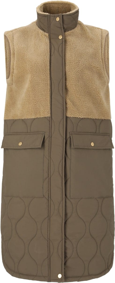 Weather Report Hollie W Long Quilted Vest Travertine