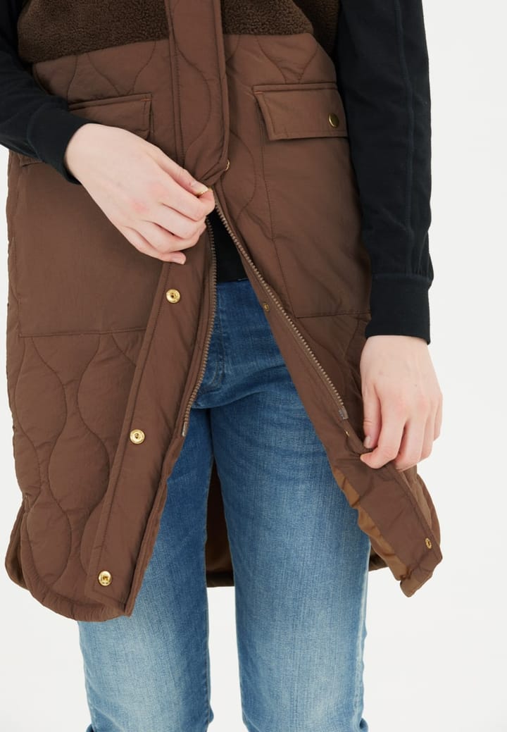 Weather Report Hollie W Long Quilted Vest Pinecone Weather Report