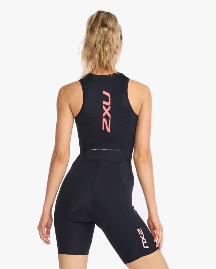 2XU Aero Front Zip Trisuit Black/Hyper Coral 2XU
