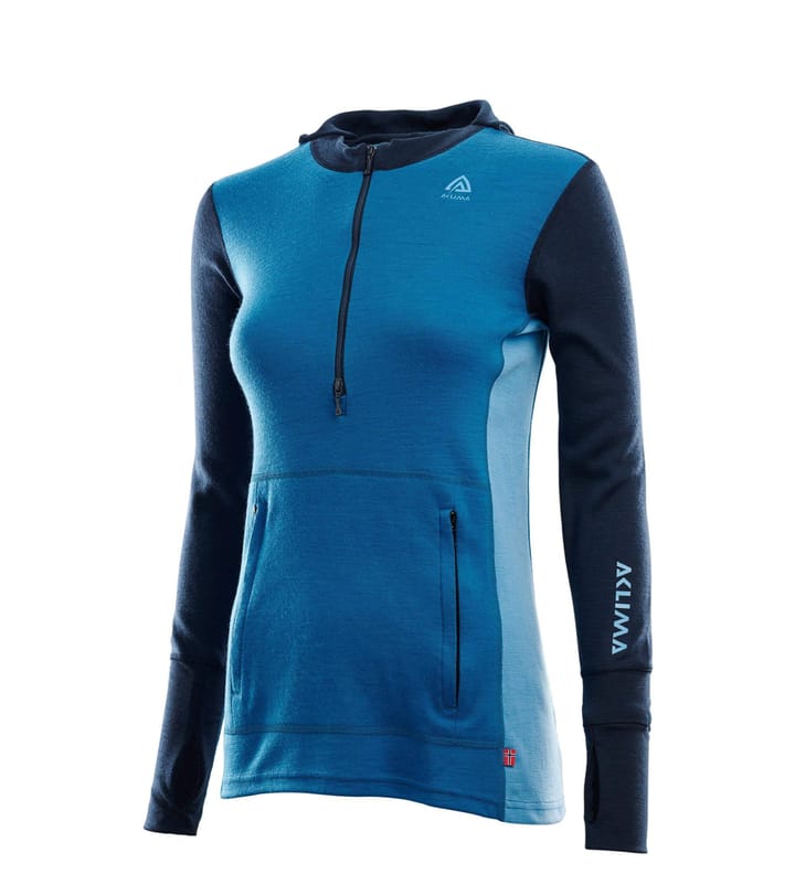 Aclima Warmwool Hood Sweater W/Zip W Navy Blazer / Blue Sapphire / Azure Blue Aclima Aclima Warmwool Hood Sweater W/Zip W Navy Blazer / Blue Sapphire / Azure Blue Aclima