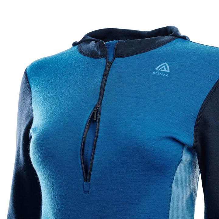 Aclima Warmwool Hood Sweater W/Zip W Navy Blazer / Blue Sapphire / Azure Blue Aclima Aclima Warmwool Hood Sweater W/Zip W Navy Blazer / Blue Sapphire / Azure Blue Aclima
