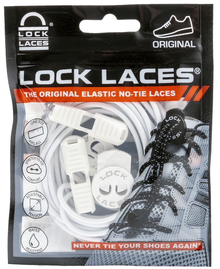 Lock Laces No Tie Shoelaces Solid White Lock Laces
