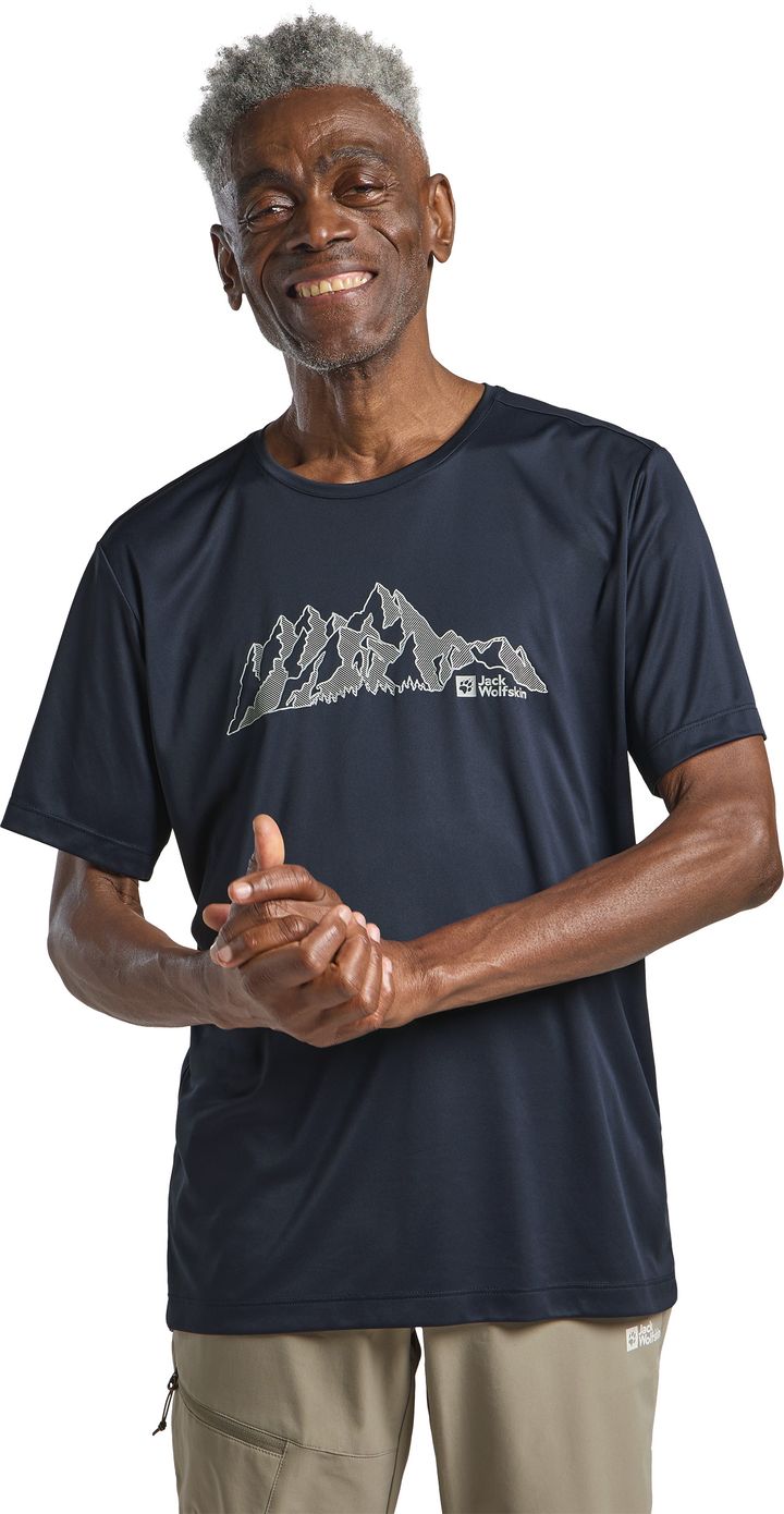 Jack Wolfskin Men's Peak Graphic Tee Mtn Midnight Sky Jack Wolfskin