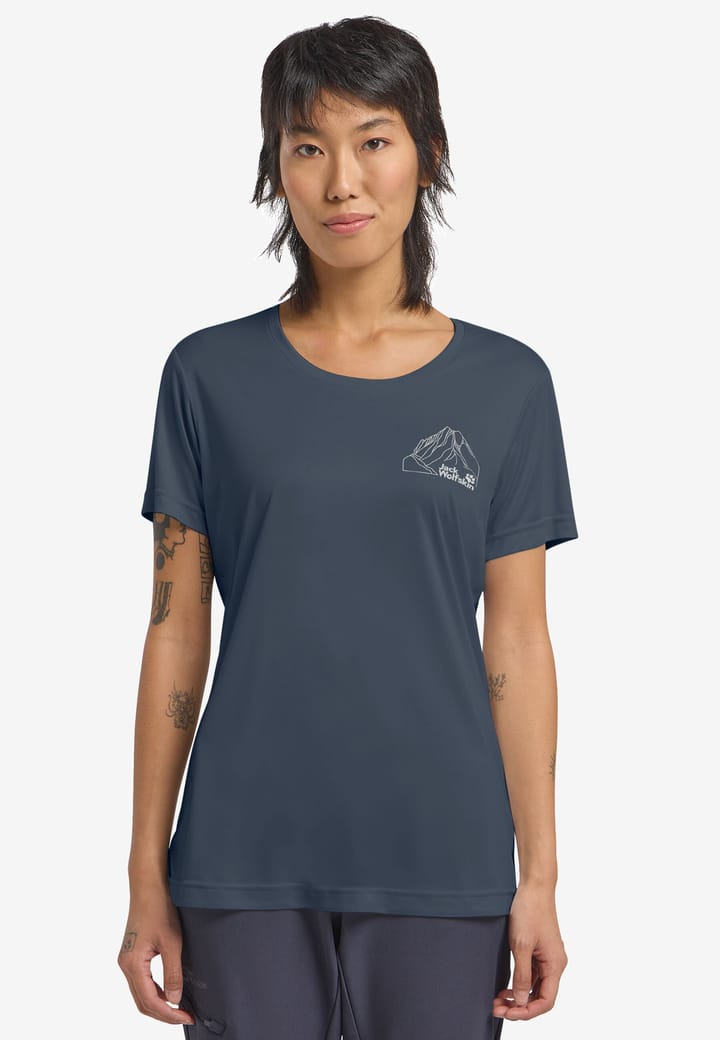 Jack Wolfskin Women's Peak Graphic T New Mountain Midnight Sky Jack Wolfskin